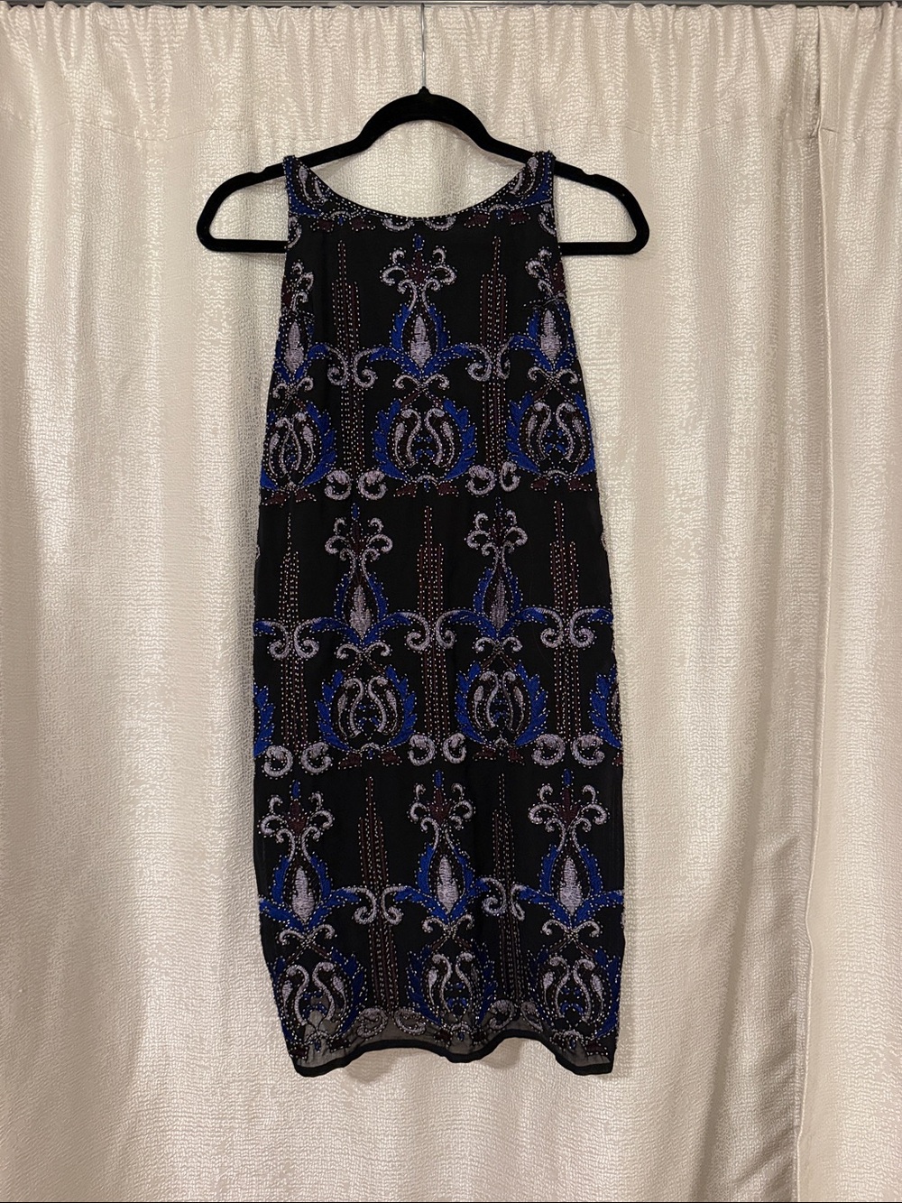 Francesca's Collections Black Dress with Blue and Silver Beading